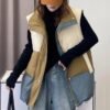 Loose Plus Size Down Vest Women's Color Matching Winter New