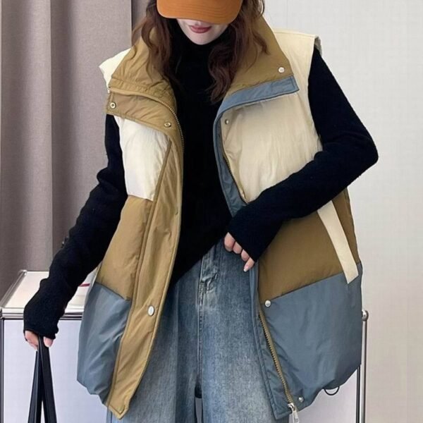 Loose Plus Size Down Vest Women's Color Matching Winter New