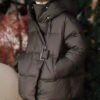 Short Hooded Double Zipper 90 White Duck Down Lightweight Down Warm Jacket