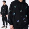 Gradient Butterfly Embroidered Hoodie For Men And Women