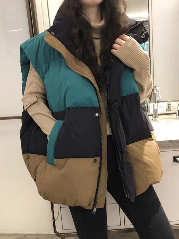 Loose Plus Size Down Vest Women's Color Matching Winter New